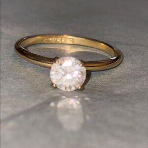 14 karat gold plated ESPO solitaire simulated, diamond ring, gold tone
